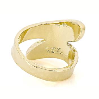 Hammered Bypass Ring In 18K Yellow Gold Over Bronze