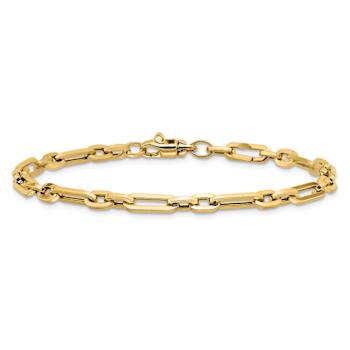 14k Yellow Gold 5mm Polished Fancy Link Bracelet