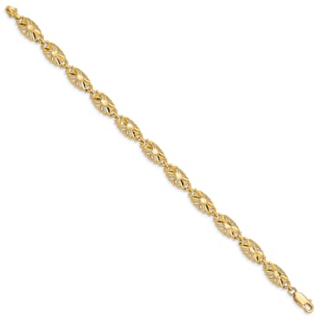 14k Yellow Gold Diamond-Cut Fancy Link Bracelet