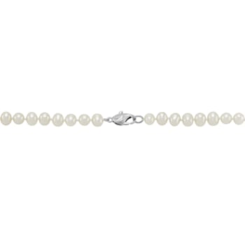 White Freshwater Pearl Necklace, Bracelet with Round Stud Earrings
Sterling Silver Jewelry Set