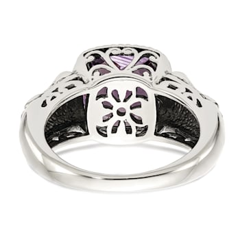 Amethyst Sterling Silver and 14k Gold Accent Antiqued Ring 1.00ct