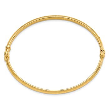14K Yellow Gold Diamond-cut and Laser-cut Fancy Hinged Bangle Bracelet