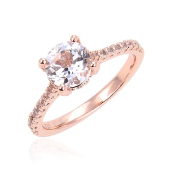 Round White Topaz 14K Rose Gold Over Sterling Silver Ring, 3.28ctw