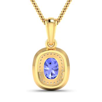 1.09ctw 14K Yellow Gold Tanzanite and White Diamond Pendant with 18 inch
Cable Chain