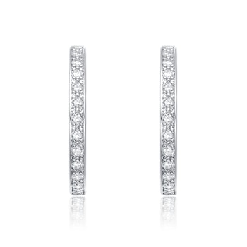 CZ Huggie Earrings In Sterling Silver