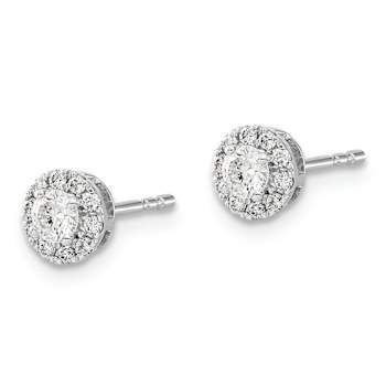 Rhodium Over 10k White Gold 6mm 0.32ctw Diamond Cluster Stud Earrings