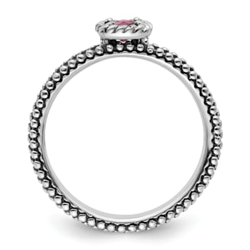 Sterling Silver Stackable Expressions Checker-cut Pink Tourmaline Ring 0.24ctw