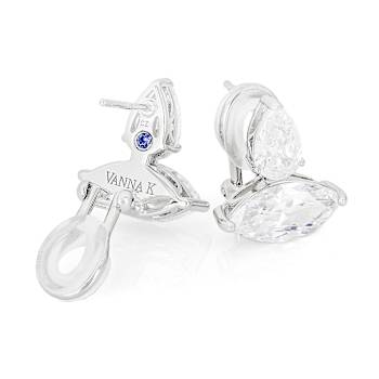 CZ Marquise And Pear Earrings In Platinum-Enhanced Sterling Silver 8.11ctw