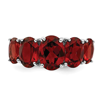 Rhodium Over Sterling Silver Garnet Ring