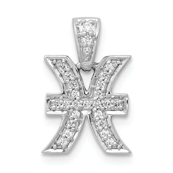 Rhodium Over 14K White Gold Diamond Pisces Zodiac Pendant