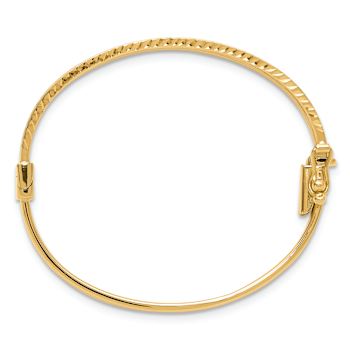 14k Two-tone Gold Polished and Diamond-Cut 7.5mm Hinged Baby Bangle