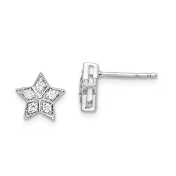 Rhodium Over 14k White Gold 7.5mm Diamond Star Stud Earrings