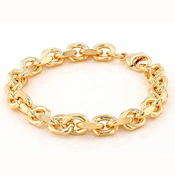 Beveled Curb Link Bracelet In 18K Gold Over Bronze