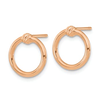 14k Rose Gold Polished and Diamond-Cut Circle Stud Earrings