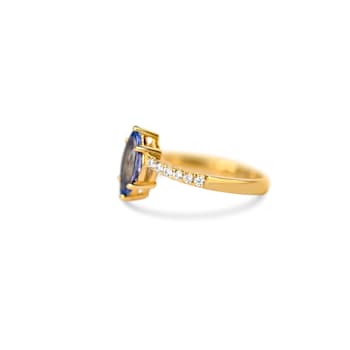 18K Yellow Gold Over Sterling Silver Marquise Tanzanite and White Zircon
Ring 1.15ctw