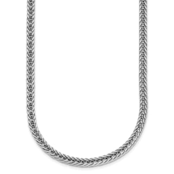 Rhodium Over Sterling Silver Polished 4.0mm Franco 20 Inch Chain