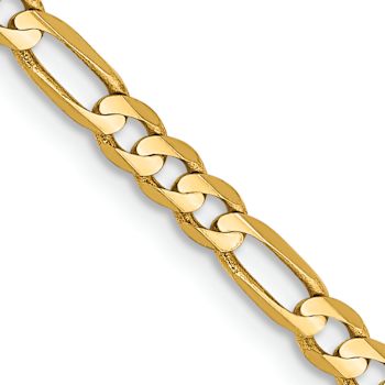 10k Yellow Gold 3mm Solid Concave Figaro 26 Inch Chain