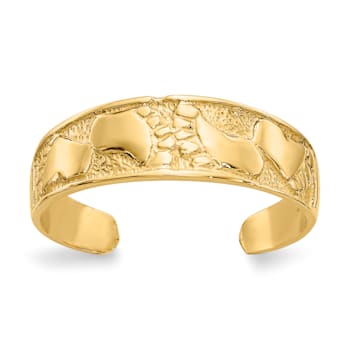 14K Yellow Gold Footprints Toe Ring