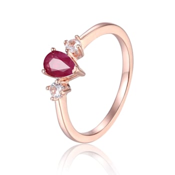 Ruby with White Sapphire Accents 14K Rose Gold Over Sterling Silver
Ring, 0.67ctw