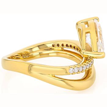 Marquise And Round Moissanite Freeform Ring In 14K Gold Over Sterling Silver