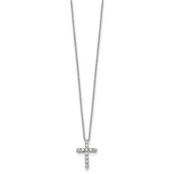 Rhodium Over 10k White Gold 0.33 ctw Diamond Cross Pendant with 18 inch
Cable Chain