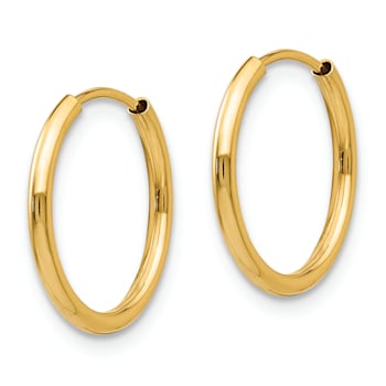 14K Yellow Gold Polished Endless Hoop 3 Pair Earring Set