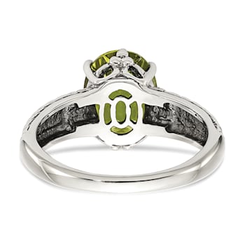 Sterling Silver with 14K Accent Antiqued Peridot Ring