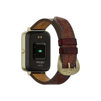 Wrangler Smart Watch Square Antique Gold Tone with Teal Brown Floral
Pattern Strap