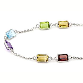 Multi-Gem 14k White Gold 18" Necklace 14.40ctw