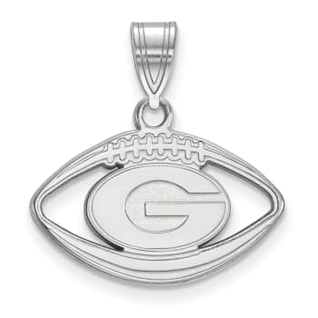 Rhodium Over Sterling Silver LogoArt University of Georgia Football Pendant