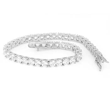 Lab-Created White Sapphire Tennis Bracelet In Gold-Tone Brass
