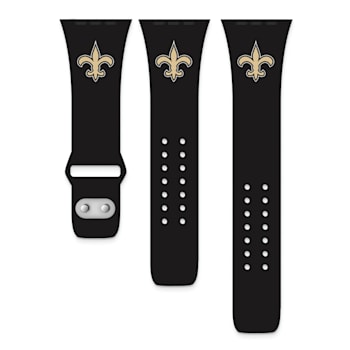 Gametime New Orleans Saints Black Silicone Band fits Apple Watch
(42/44mm M/L). Watch not included.