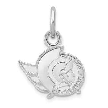 Rhodium Over Sterling Silver NHL LogoArt Ottawa Senators Extra Small Pendant