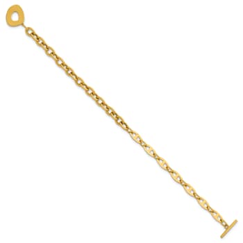 14K Yellow Gold Anchor and Cable Link 7.5 inch Toggle Bracelet