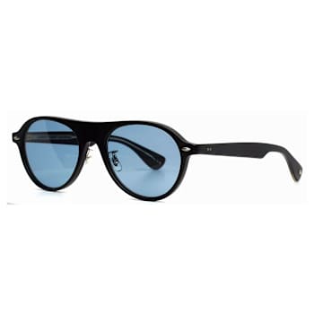 Garrett Leight Lady Eckhart Matte Black Round Frame / Black Lenses Sunglasses