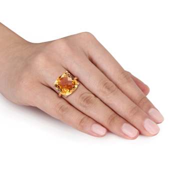 Madeira Citrine 14K Yellow Gold Cocktail Ring 15ctw