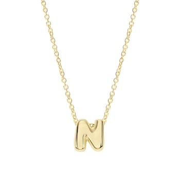 CZ Initial N Tennis Necklace And Pendant Set In 14K Gold Over Brass 4.05ctw