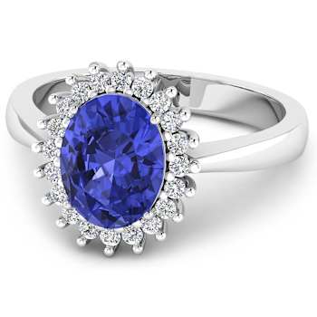 1.28ctw Violet Tanzanite and Diamond 14K White Gold Halo Ring