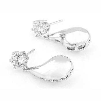Statement Teardrop CZ Drop Earrings In Sterling Silver