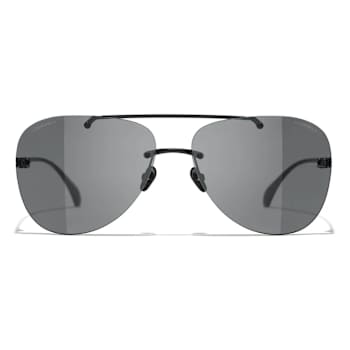 Chanel Black Aviator Frame / Gray Lenses Sunglasses