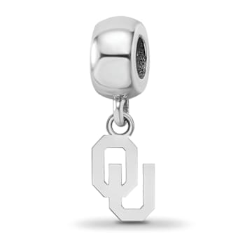 Sterling Silver Rhodium-plated LogoArt University of Oklahoma XS Dangle Bead