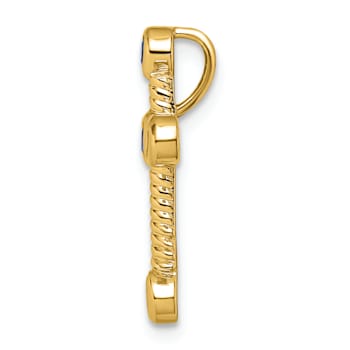 14k Yellow Gold Textured Sapphire Cross Chain Slide Pendant
