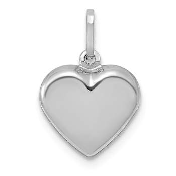 Rhodium Over 14k White Gold Polished 3D Heart Pendant