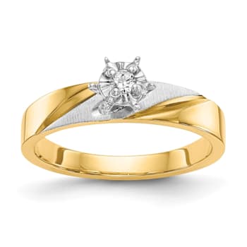 14K Yellow Gold AA Quality Engagement Ring 0.07ctw