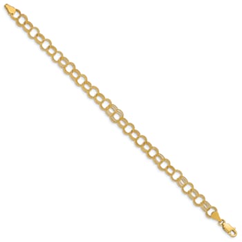 10k Yellow Gold Solid 6mm Triple Link Charm Bracelet