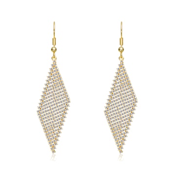 CZ Pave Mesh Dangle Earrings In 14K Gold Over Sterling Silver