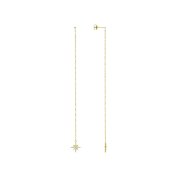 White Cubic Zirconia 18K Yellow Gold Over Sterling Silver Star Drop
Earrings 0.20ctw