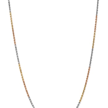 14k Yellow Gold, 14k White Gold and 14k Rose Gold 2.5mm Solid
Diamond-Cut Rope 16 Inch Chain