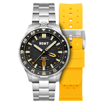 RGMT Globemaster GMT Yellow Dial White Bezel White Stainless Steel Band
Automatic Watch