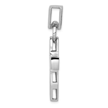 Rhodium Over 14k White Gold Modern Cross Pendant